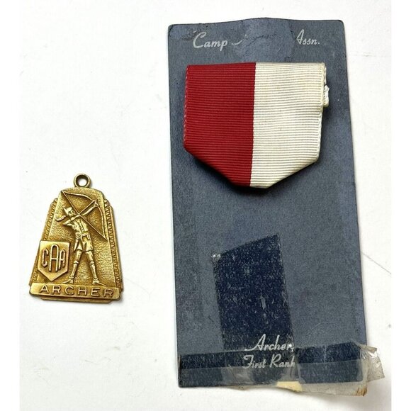 VTG CAA JOAD Camp Archery Association Archer First Rank RIBBON MEDAL + Card READ - Picture 2 of 3